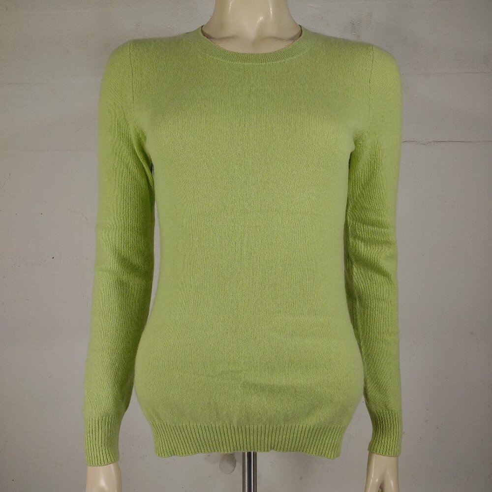McDuff Essentials bright green 100% Cashmere turtleneck pullover sweater Small